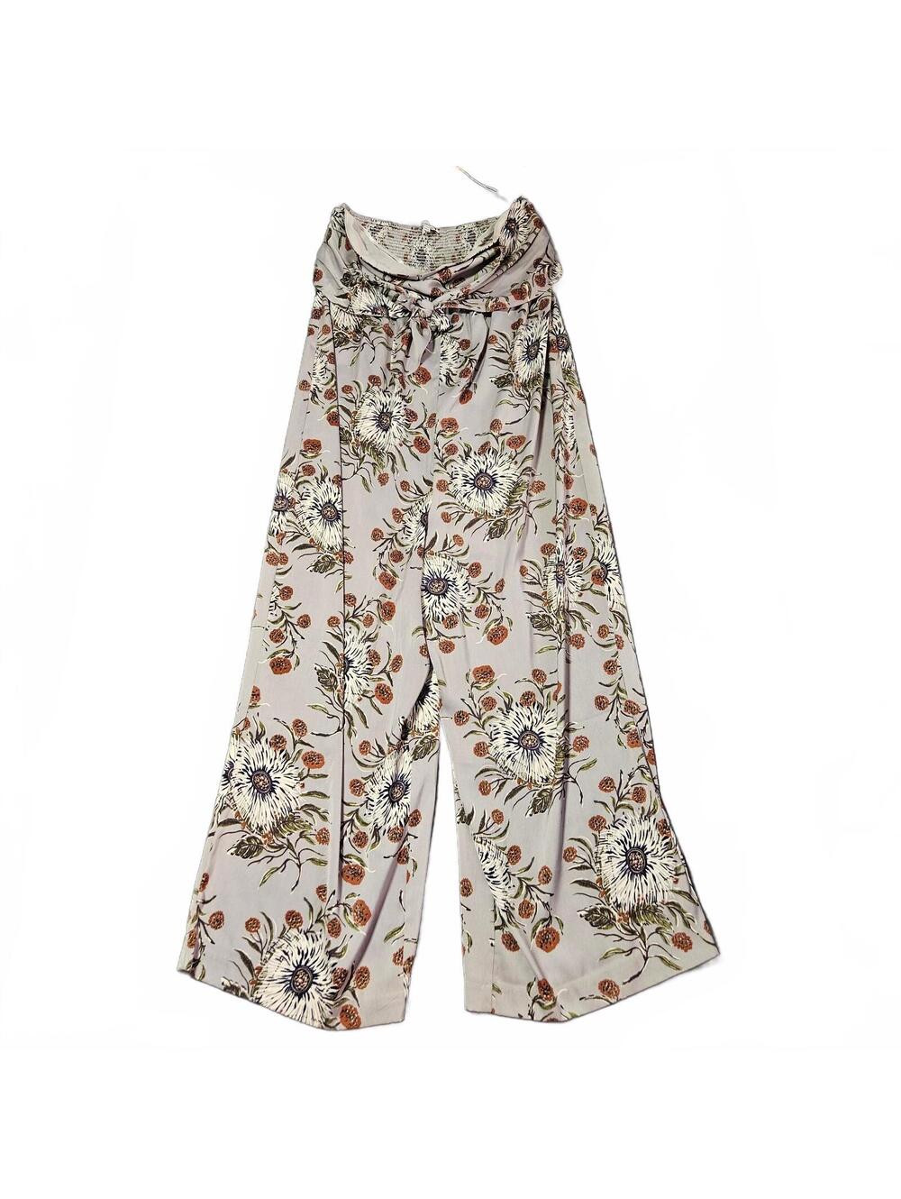Madewell One Piece Jumpsuit Tube Top Size 12 Wide Leg Floral Tie Front Strapless - Picture 2 of 9
